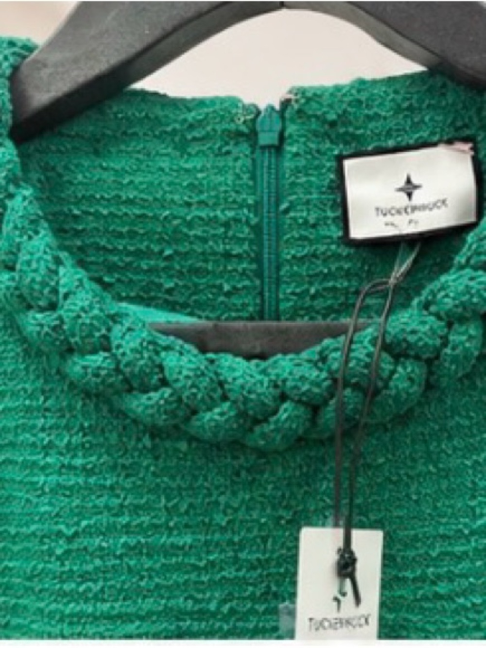 Emerald Green Boucle Knit Dress - Picture 3 of 5